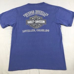 2005 Thunder Mountain Harley Davidson Loveland CO T-Shirt Large Blue Made In USA
